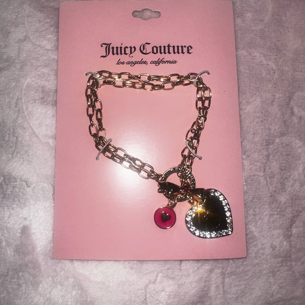Juicy Couture heart, bow pink charm bracelet